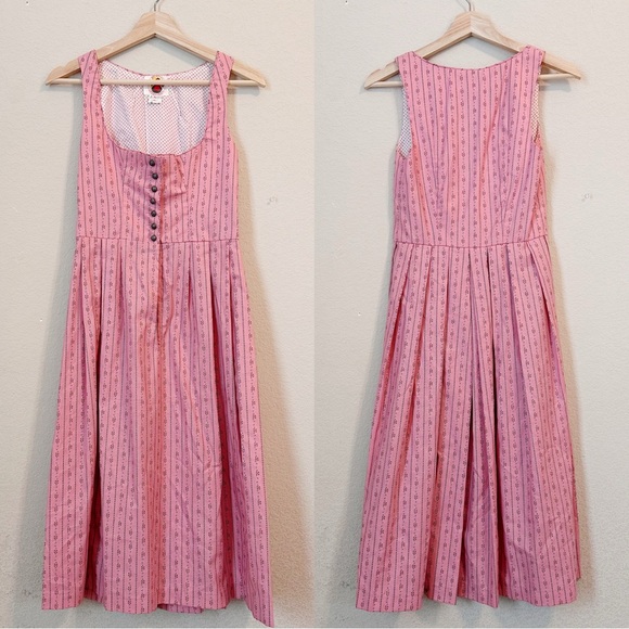 Hansi Munchen Vintage German Corset Style Pink Midi Dress - Picture 1 of 7